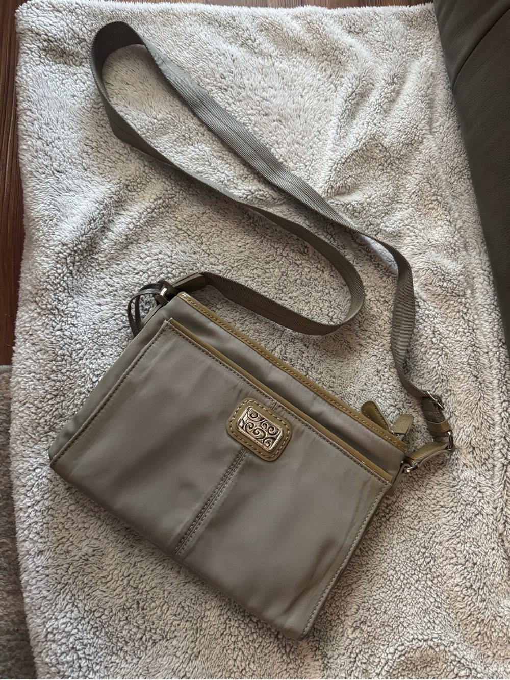 Brighton Taupe Crossbody Bag with Gold Accent